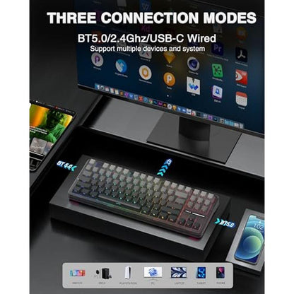 Keyboard AULA F87 Pro: Wireless Mechanical Keyboard – Close-up Detail