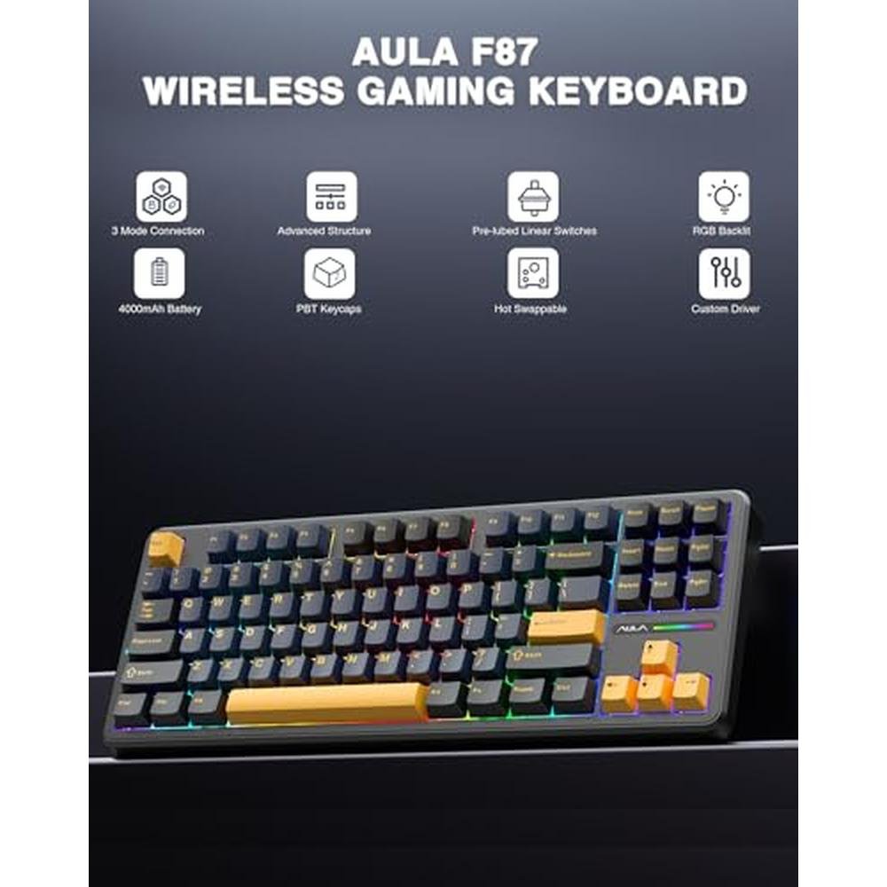 Keyboard AULA F87: AULA F87 Wireless Mechanical 75% TKL – Side View