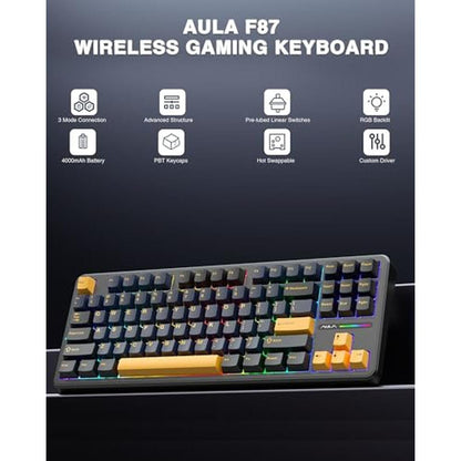 Keyboard AULA F87: AULA F87 Wireless Mechanical 75% TKL – Side View
