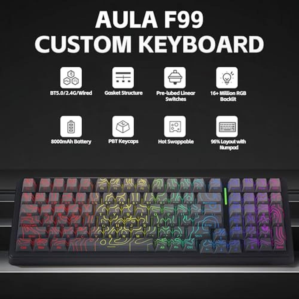 Aula F99 Keyboard: Wireless Mechanical Keyboard with – Side View