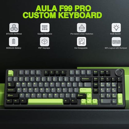 Keyboard AULA F99 Pro: Wireless Mechanical Keyboard with – Side View