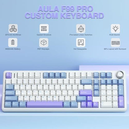 Keyboard AULA F99 Pro: Wireless Mechanical Keyboard with – Side View