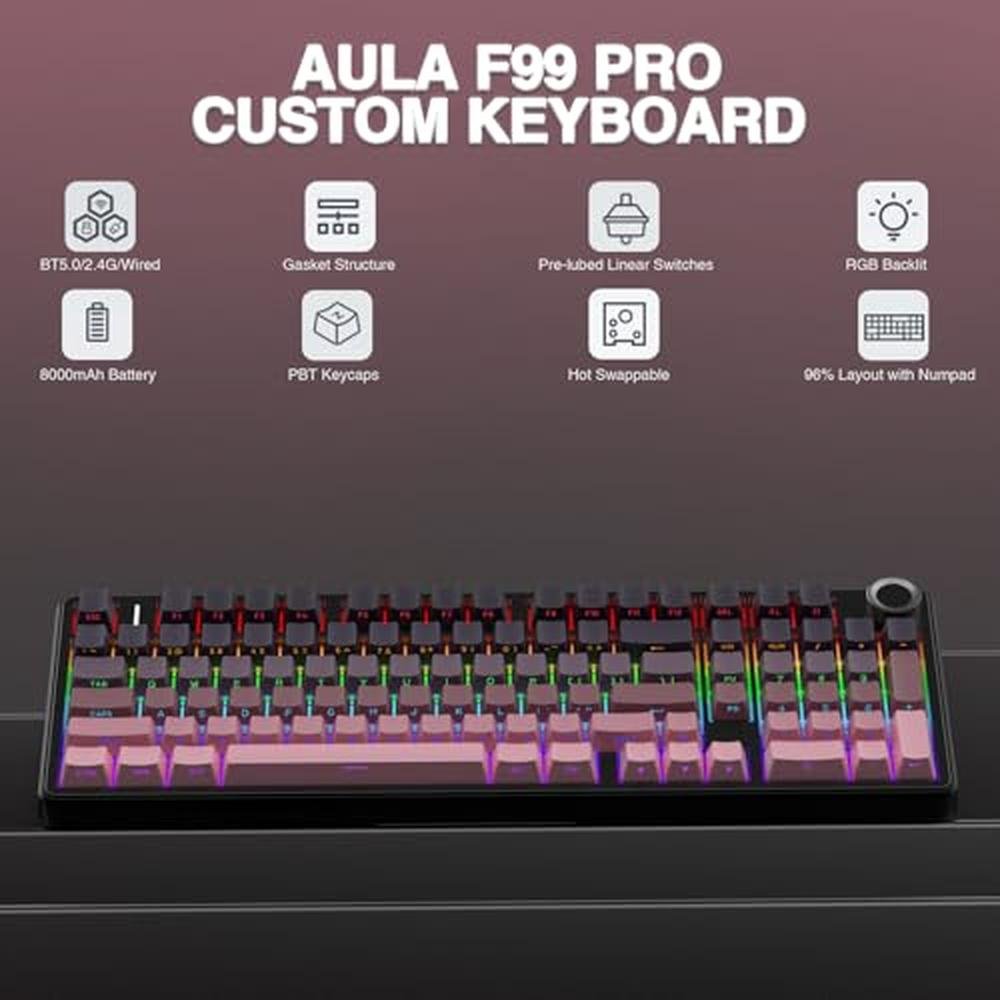 Keyboard AULA: AULA F99 Pro Wireless Mechanical Keyboard – Side View