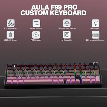 Keyboard AULA: AULA F99 Pro Wireless Mechanical Keyboard – Side View