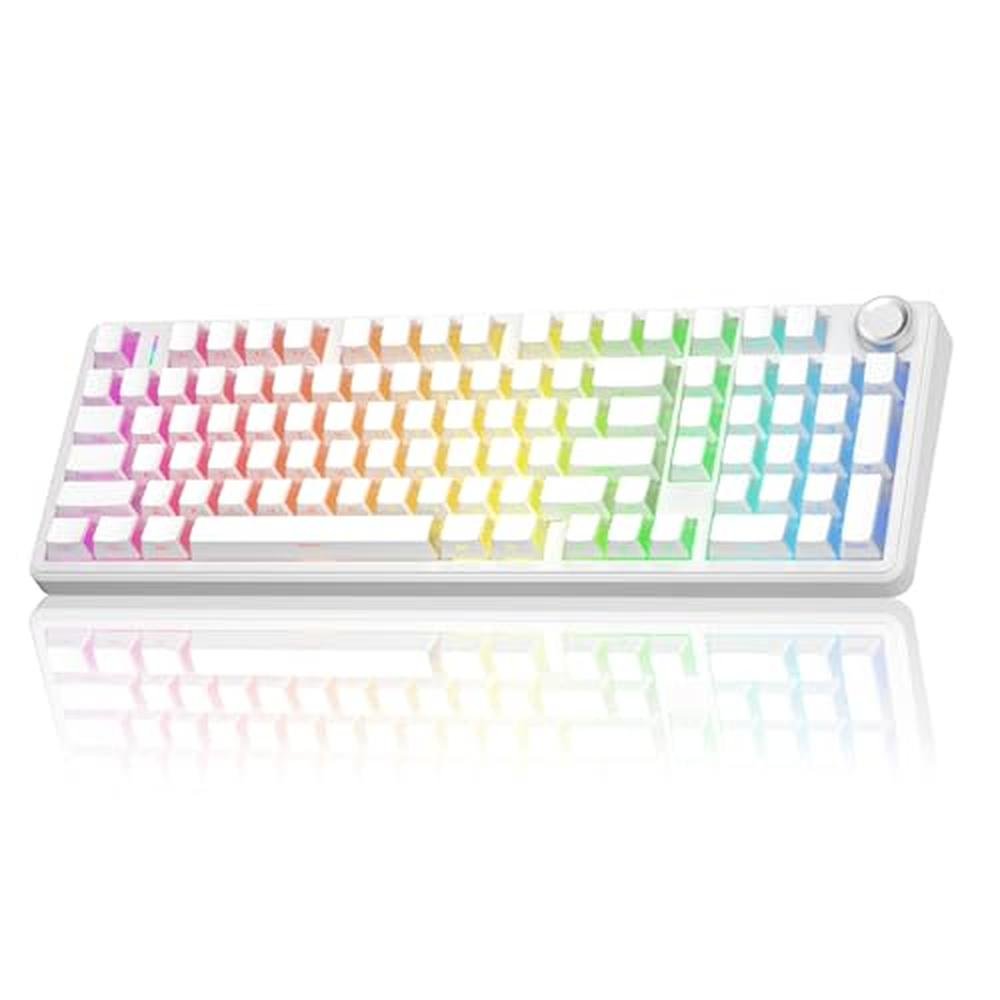 Keyboard White: AULA F99 Pro Wireless Mechanical Keyboard – Front View