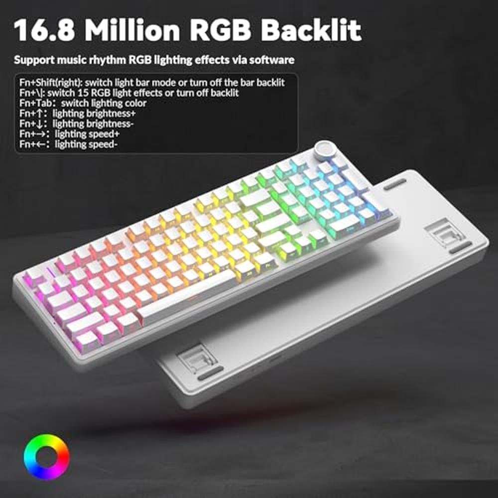 Keyboard White: AULA F99 Pro Wireless Mechanical Keyboard – In Use