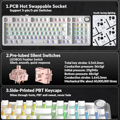 Keyboard White: AULA F99 Pro Wireless Mechanical Keyboard – Packaging