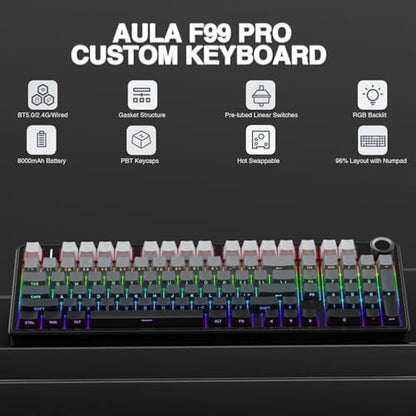 Keyboard AULA F99 Pro Wireless Mechanical – Side View
