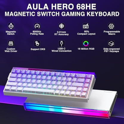Keyboard AULA: AULA Hero 68 HE 60% Gaming Keyboard Wired – Side View