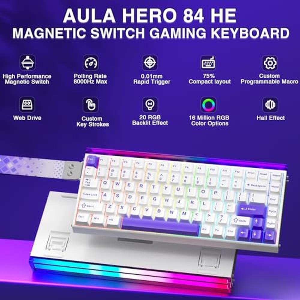Keyboard Aula Hero 84 HE: 75% Mechanical Gaming Keyboard – Side View