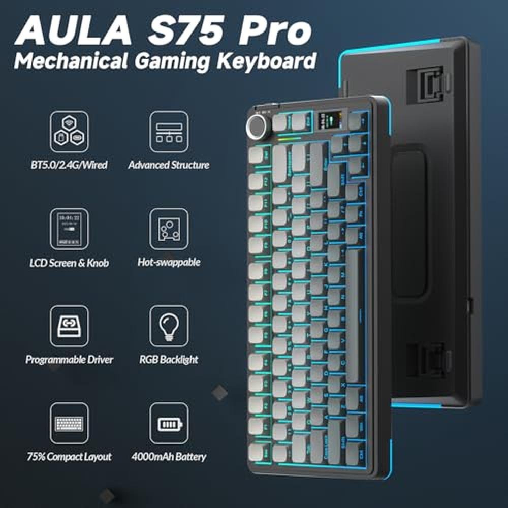 Keyboard AULA: AULA S75 PRO Wireless Mechanical Keyboard – Side View