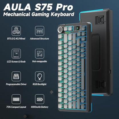Keyboard AULA: AULA S75 PRO Wireless Mechanical Keyboard – Side View
