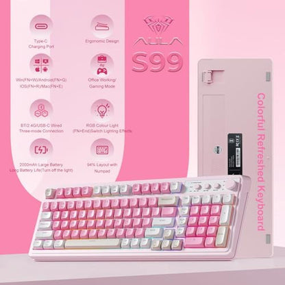 Keyboard Aula: AULA S99 Gaming Keyboard Wireless Computer – Side View