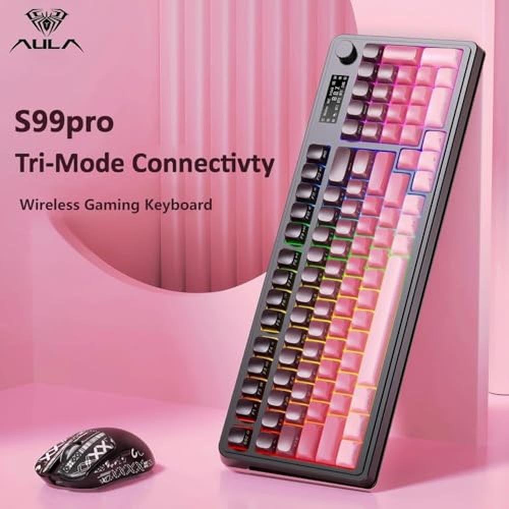 Keyboard AULA: AULA S99 Pro Wireless Keyboard with Media – Side View
