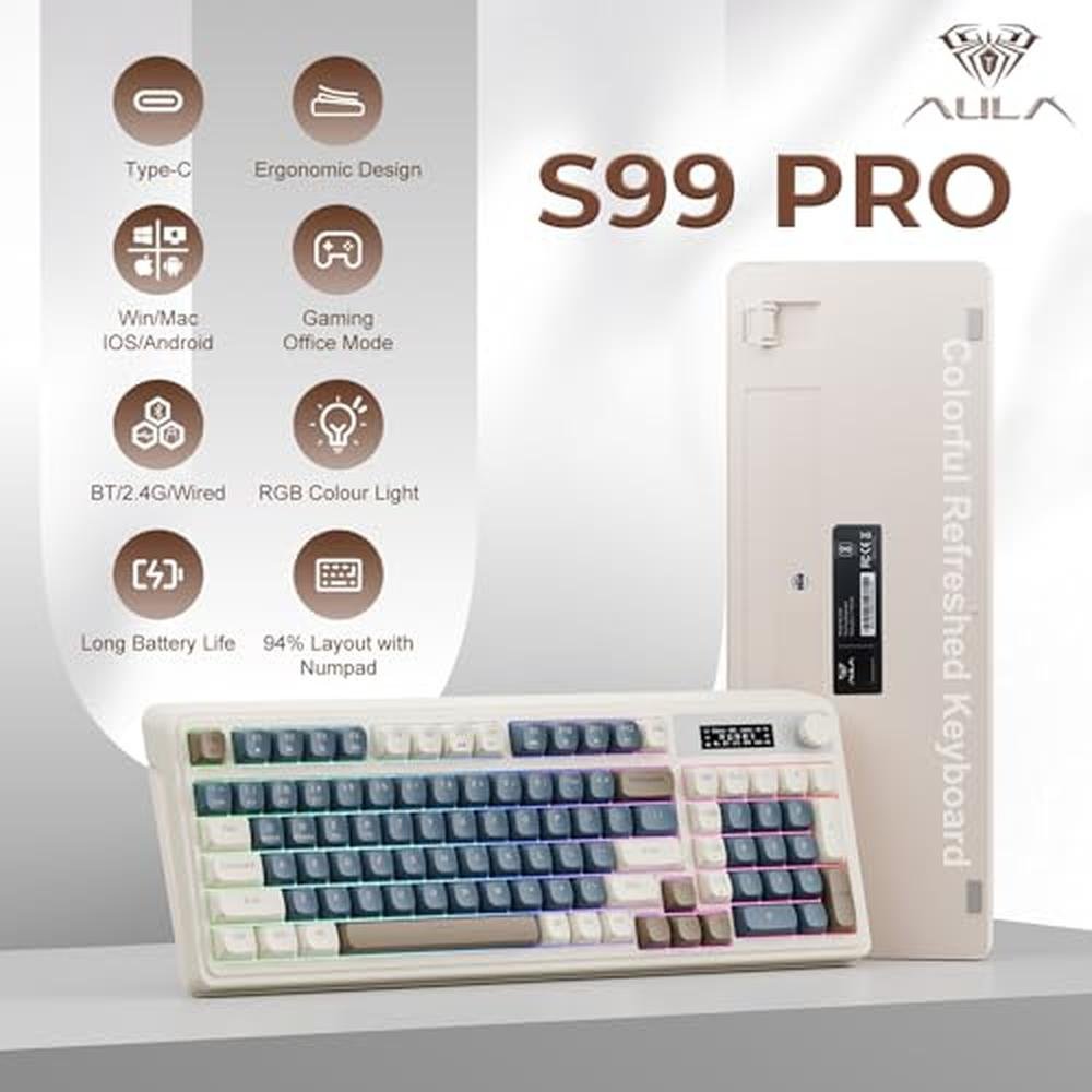 Keyboard AULA: AULA S99 Pro Wireless Gaming Keyboard – Side View