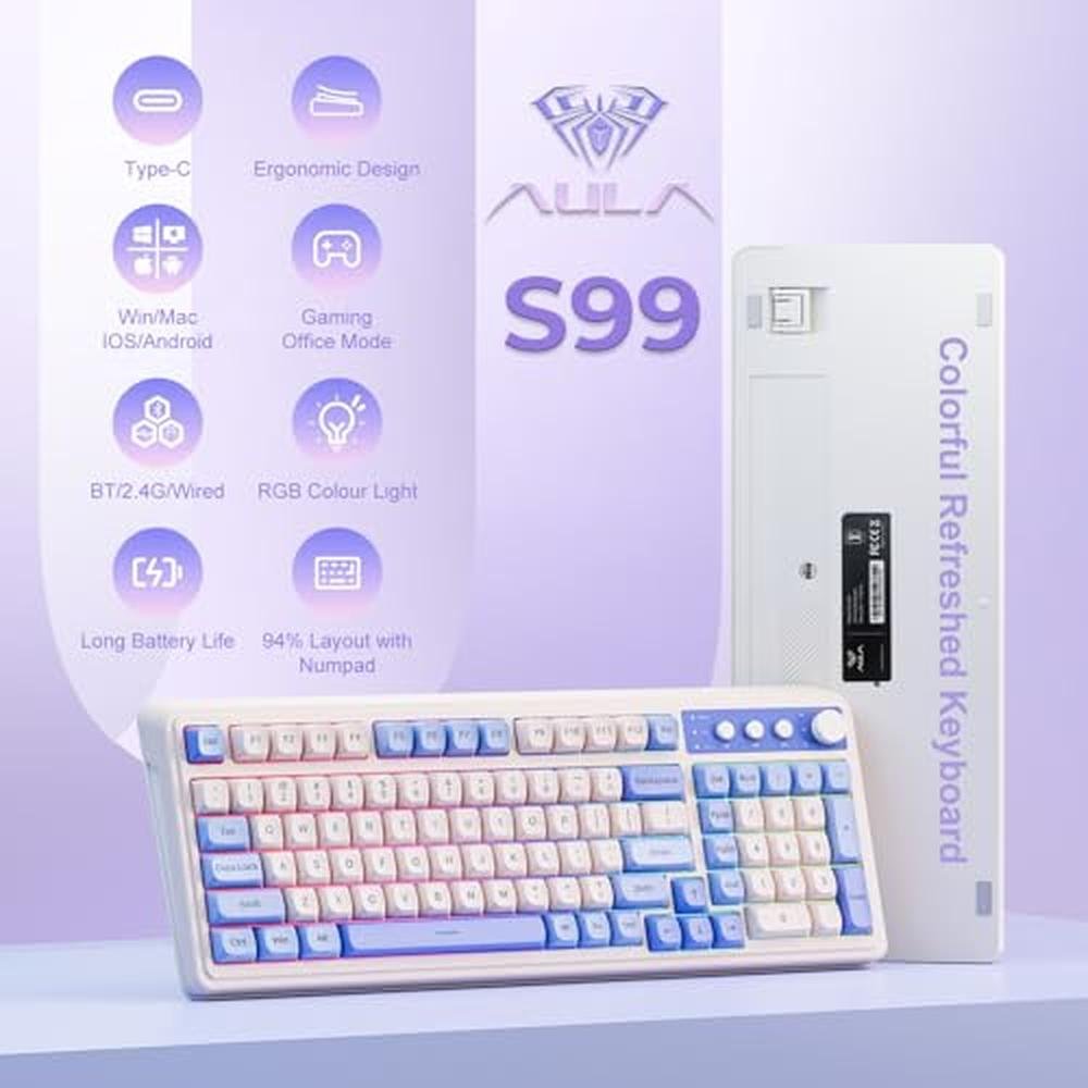 Keyboard AULA: AULA S99 Wireless Keyboard Tri-Mode – Side View