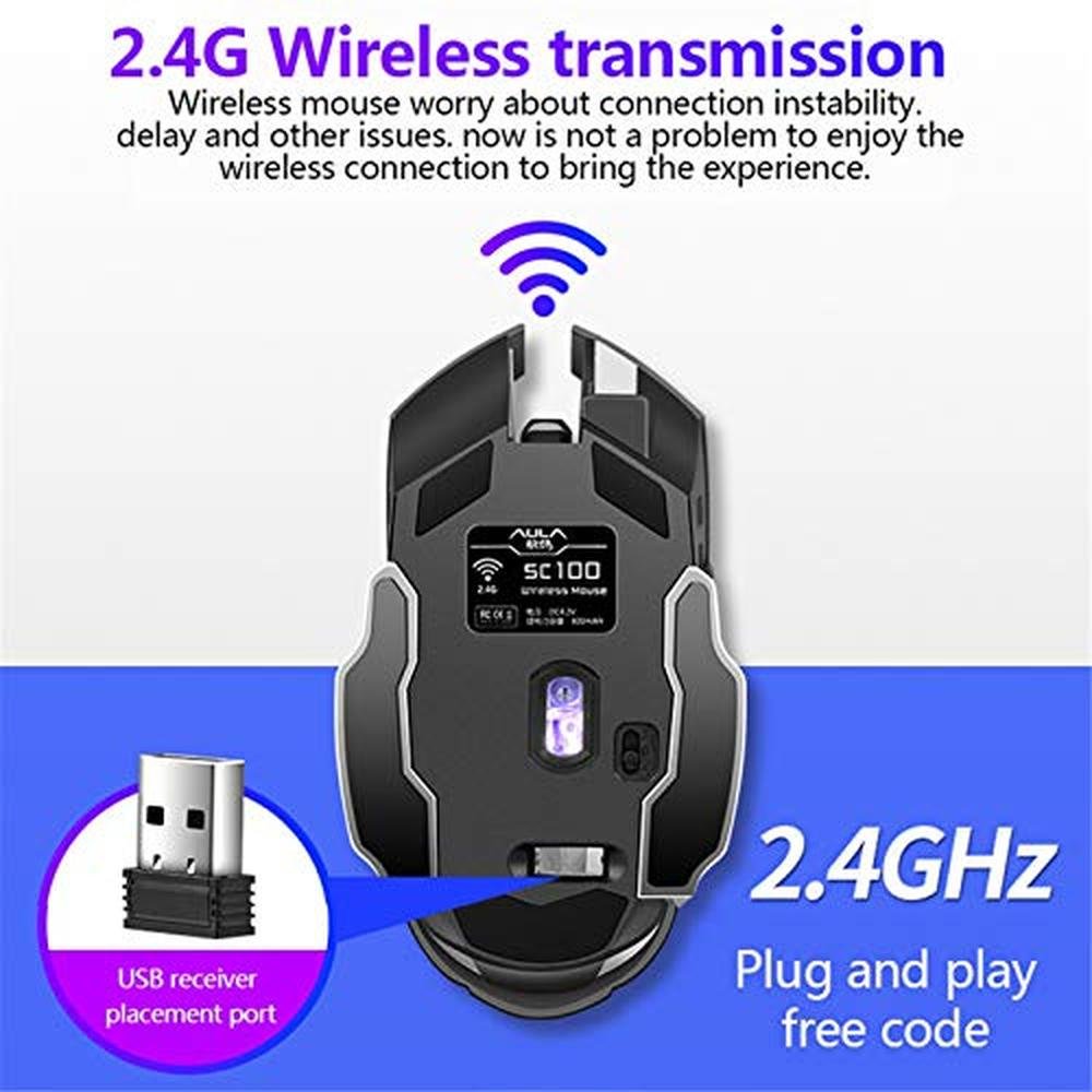 AULA SC100 Silent Wireless Gaming Mouse Rechargeable – Close-up Detail