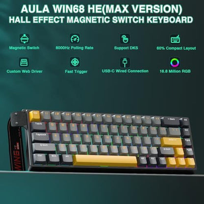 Gaming Keyboard: AULA WIN68 HE MAX Hall Effect Magnetic – Side View