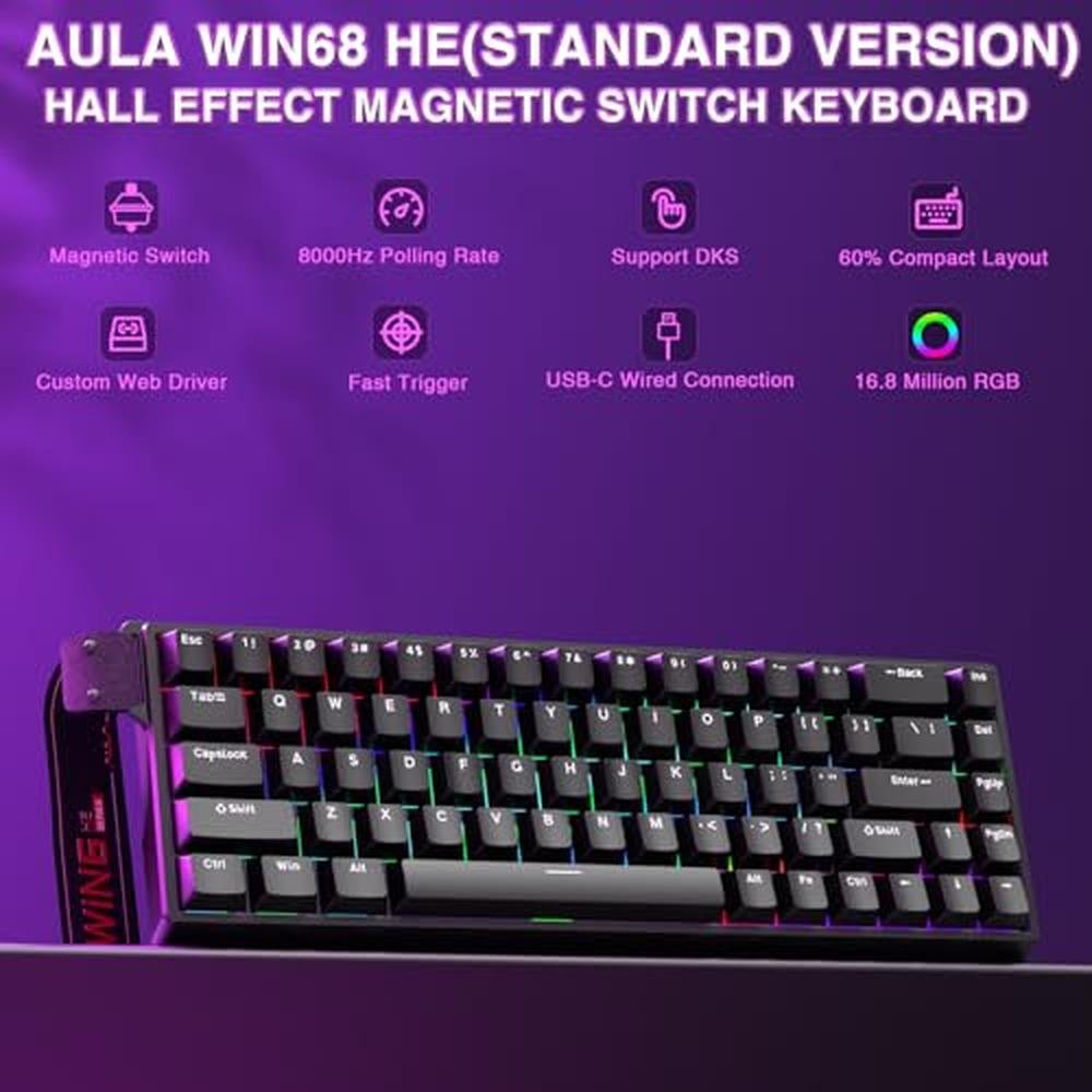 Keyboard AULA: AULA WIN68 HE Mechanical Gaming Keyboard 60% – Side View