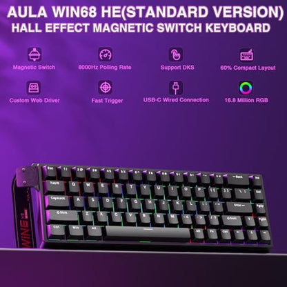 Keyboard AULA: AULA WIN68 HE Mechanical Gaming Keyboard 60% – Side View