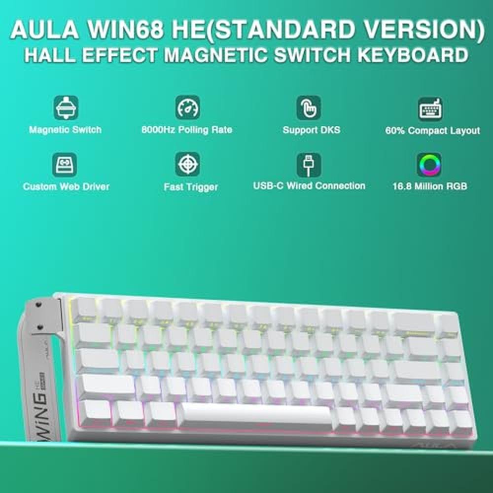 Keyboard AULA: AULA WIN68 HE Mechanical Gaming Keyboard 60% – Side View