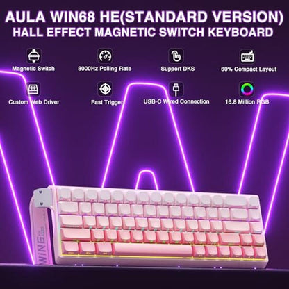 Keyboard AULA: AULA WIN68 HE Mechanical Gaming Keyboard 60% – Side View