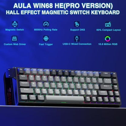 Gaming Keyboard: AULA WIN68 HE PRO Hall Effect Magnetic – Side View