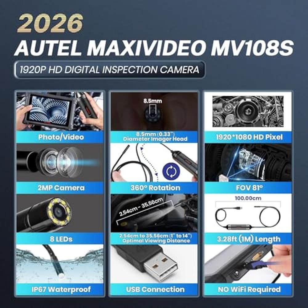 Autel Camera: Autel MaxiVideo MV108S Digital Inspection – Side View
