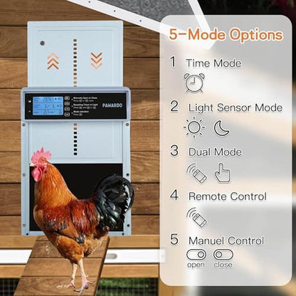 Automatic Chicken Door: PAWARDO LCD Display 5 Modes Timer – Side View