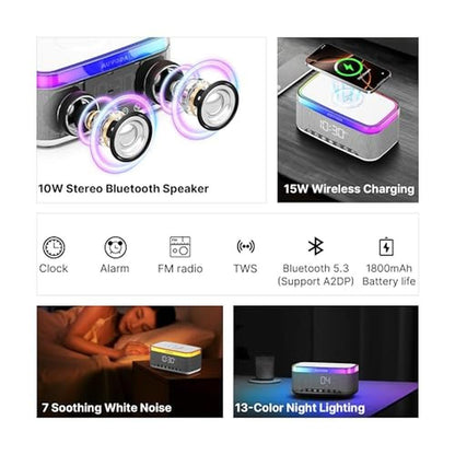 White Auvoda S300: 10W Stereo Bluetooth Speaker with 15W – Side View
