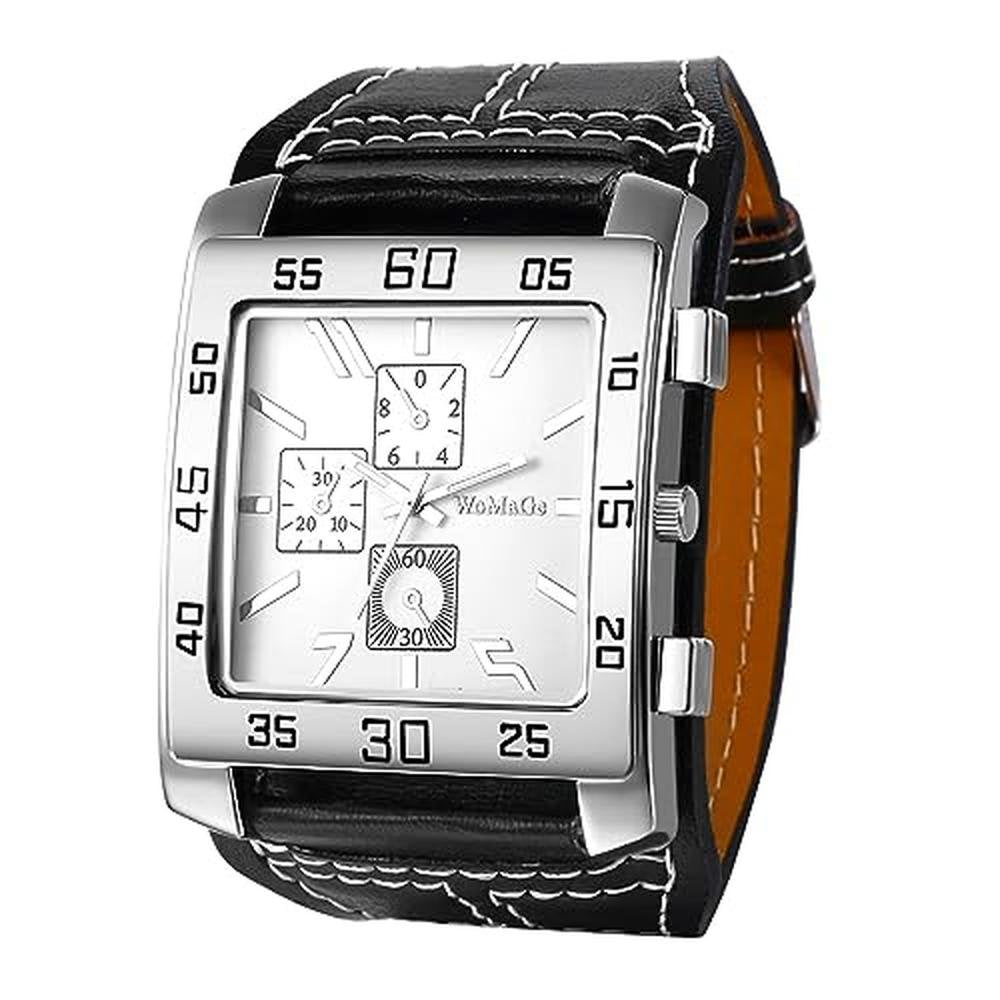Avaner Men's Leather Square Watches – Front View