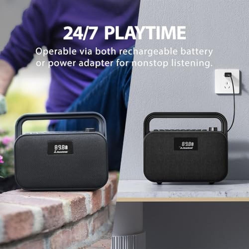 Avantree PowerByte: Portable FM Radio with Powerful 30W – Close-up Detail