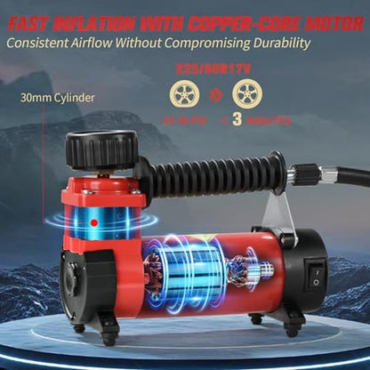 12v Tire Inflator: AVID POWER 12V DC Portable Air – Side View