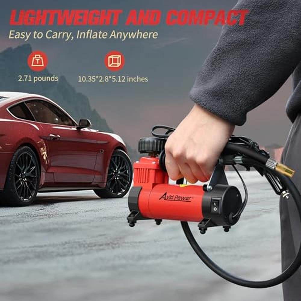 12v Tire Inflator: AVID POWER 12V DC Portable Air – Close-up Detail