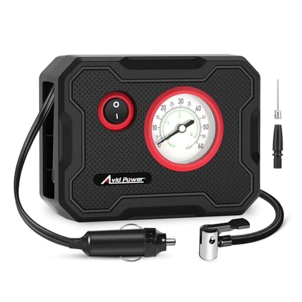 Air Portable Compressor: AVID POWER 12V Tire Inflator – Front View