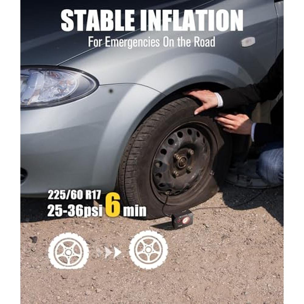 Air Portable Compressor: AVID POWER 12V Tire Inflator – Side View