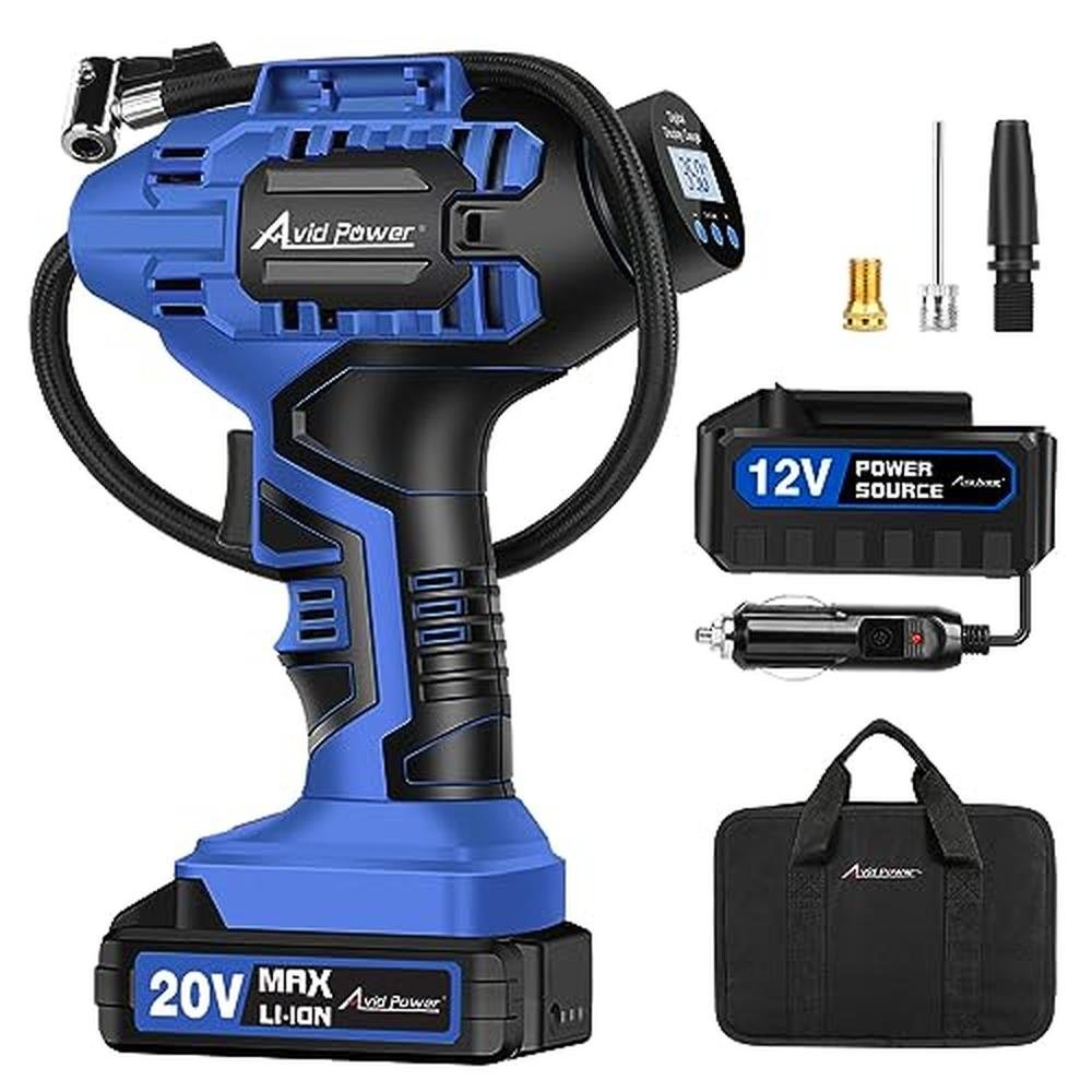 Tire Air: AVID POWER Cordless Tire Inflator Portable Air – Front View