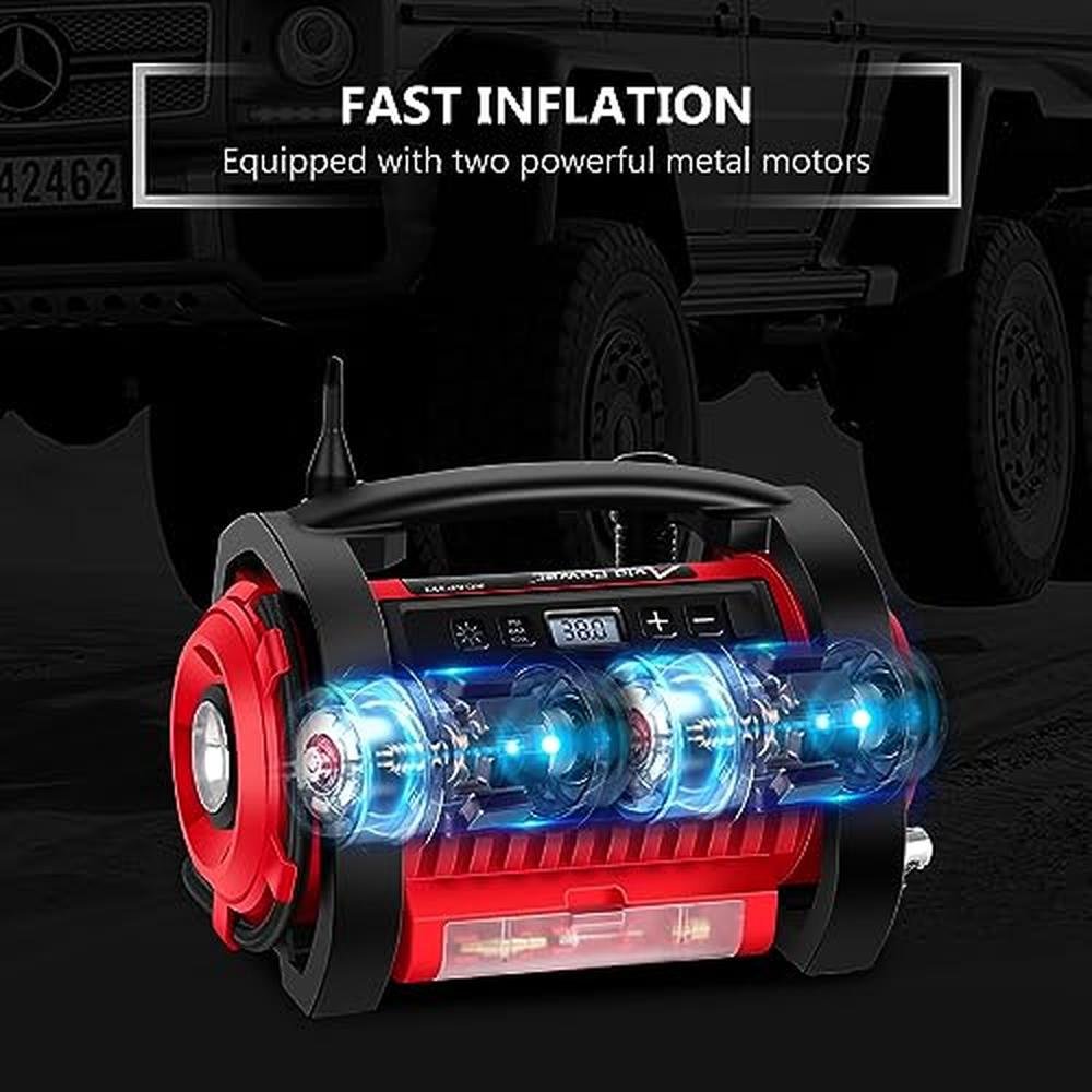 Tire Air: AVID POWER Tire Inflator Portable Air Compressor – Side View