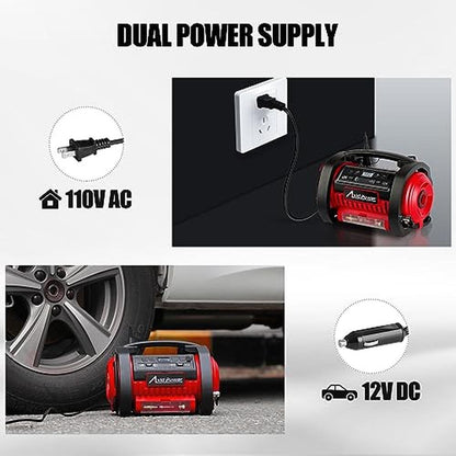 Tire Air: AVID POWER Tire Inflator Portable Air Compressor – In Use