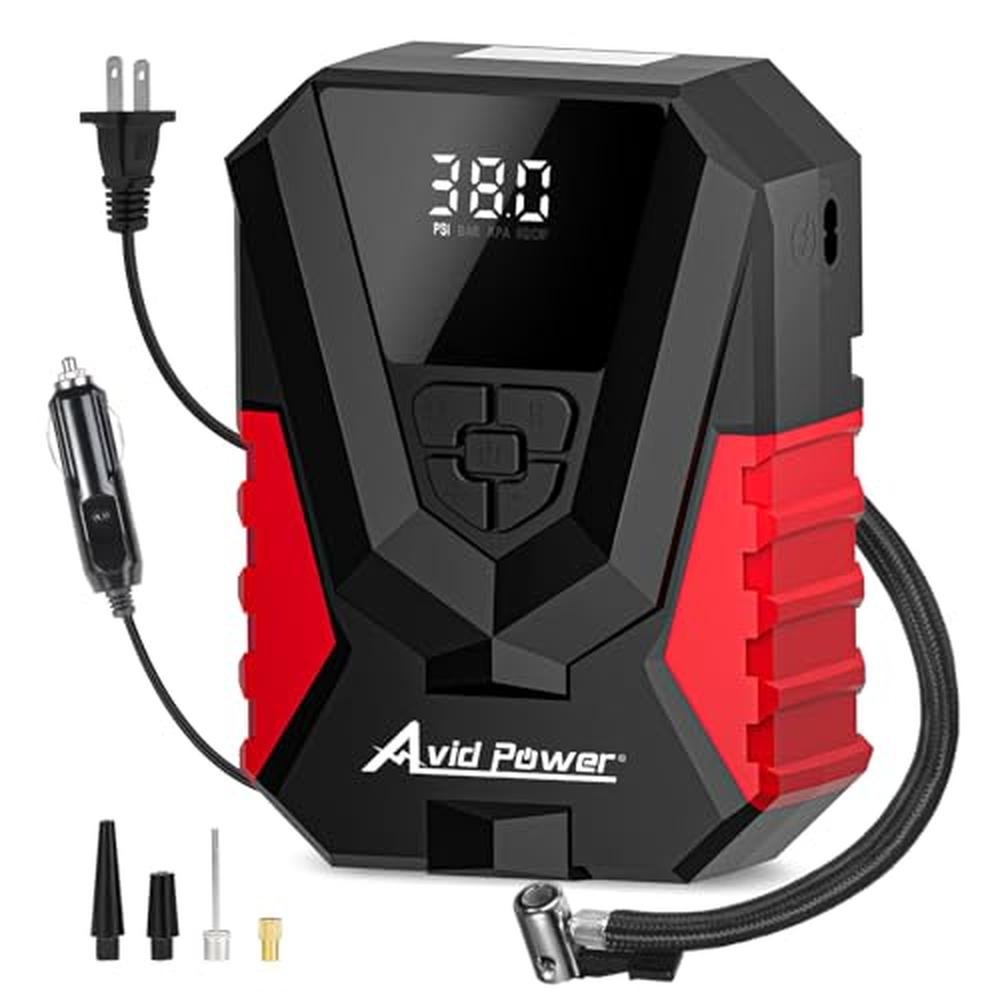 Air Tire Inflator: AVID POWER Portable Air Compressor – Front View