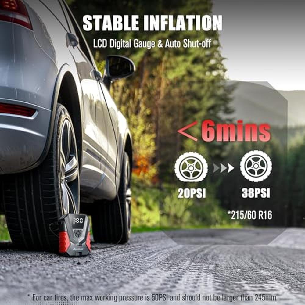 Air Tire Inflator: AVID POWER Portable Air Compressor – Side View