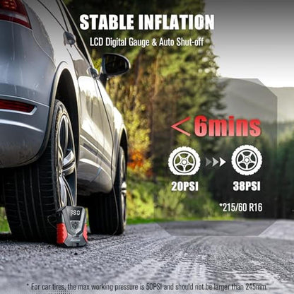 Air Tire Inflator: AVID POWER Portable Air Compressor – Side View
