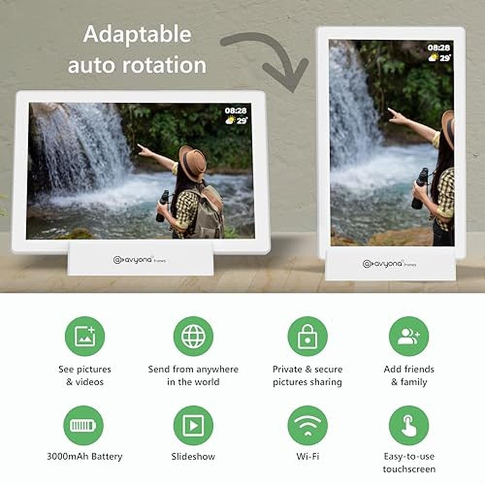 Avyona 10.1" Smart WiFi Digital Photo Frame – Close-up Detail