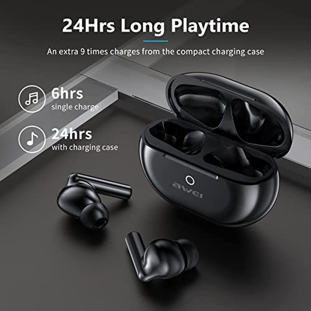 AWEI S1 Pro Active Noise Cancelling Wireless Earbuds – In Use