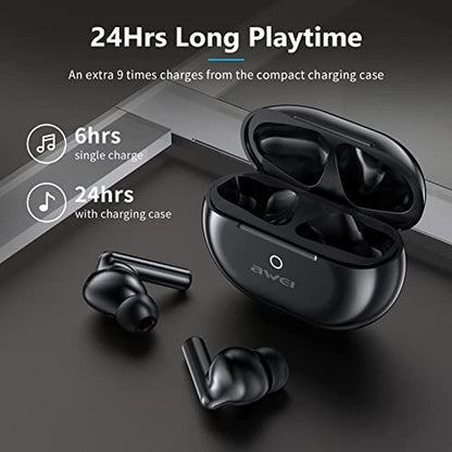 AWEI S1 Pro Active Noise Cancelling Wireless Earbuds – In Use