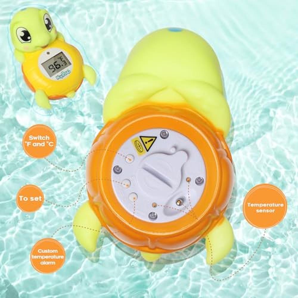 Baby Bath Thermometer: Backstroke Sea Turtle BPA-Free – In Use