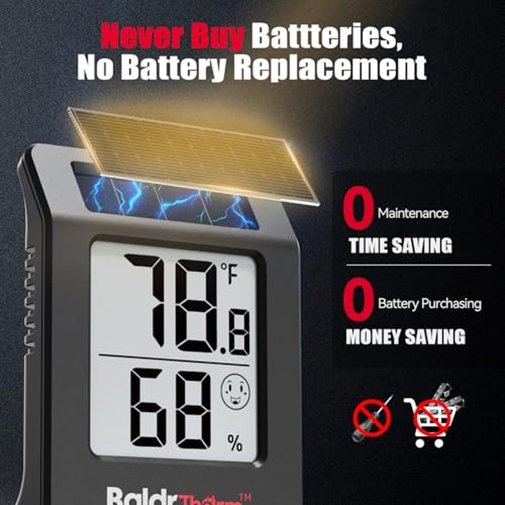 Humidity BaldrTherm: BaldrTherm Hygrometer Solar Powered – Side View