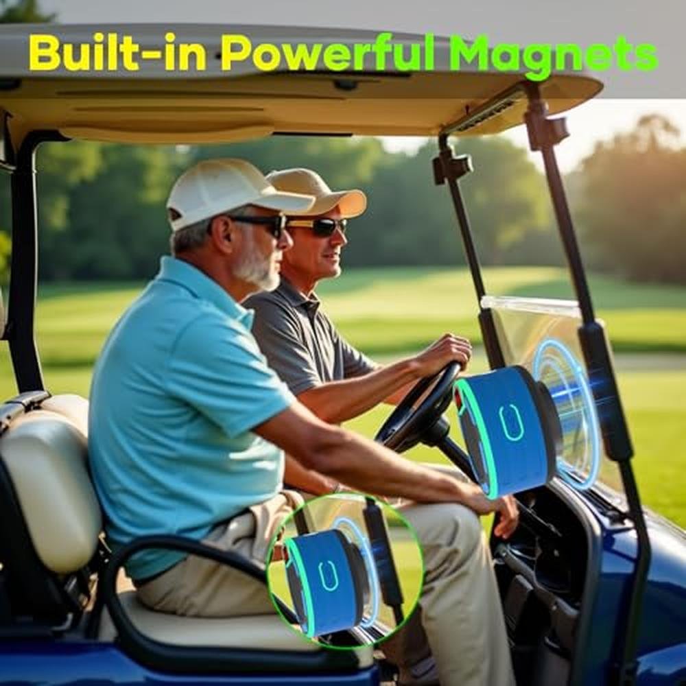 Golf Cart Speaker: BassPal Magnetic IPX7 Waterproof – Side View