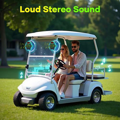Golf Cart Speaker: BassPal Magnetic IPX7 Waterproof – In Use