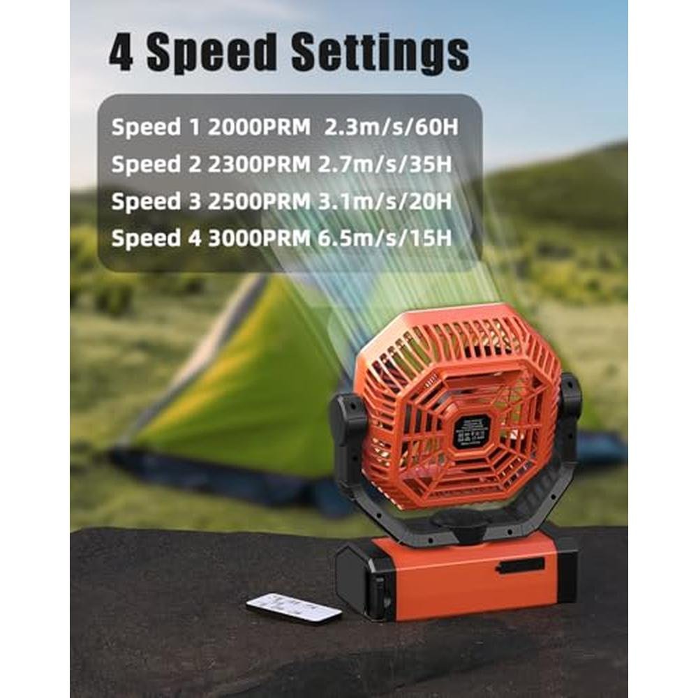 Fan Camping: 9-Inch Rechargeable Battery Powered Fan – Side View